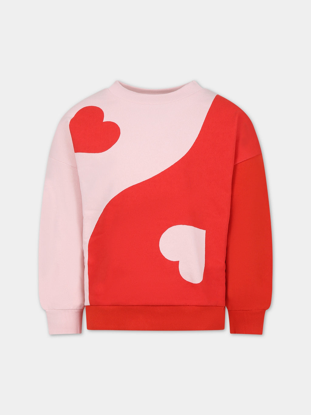 Red sweatshirt for girl with hearts print
